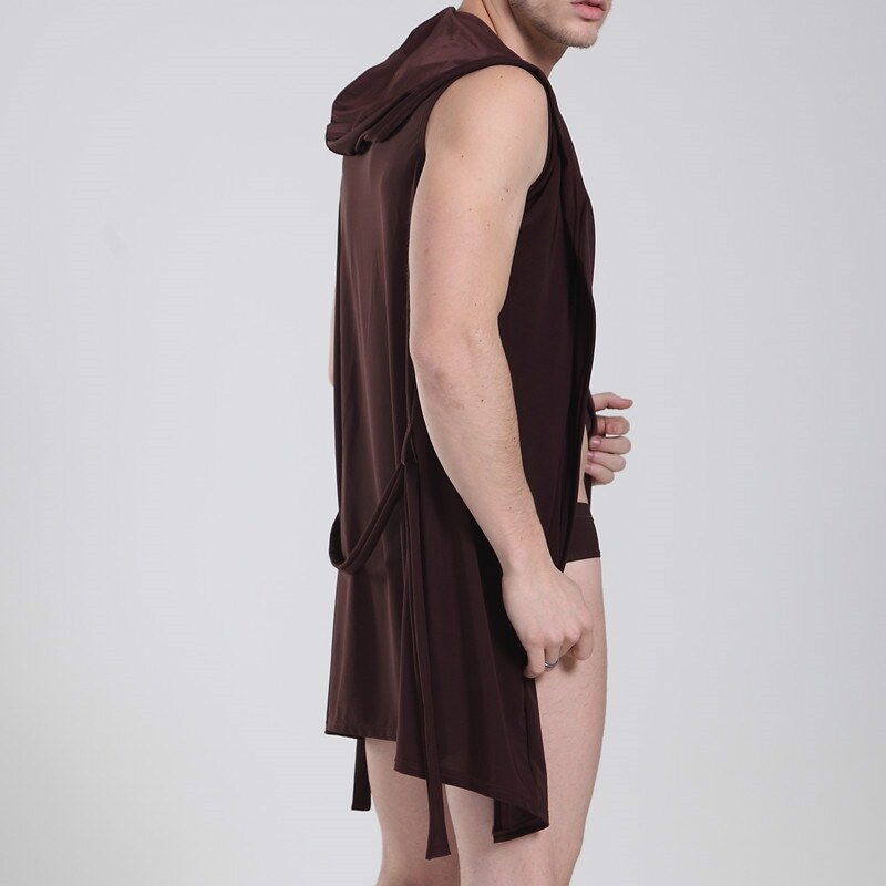 {Chica bathrobe} người đàn ông 39; S áo choàng thoải mái giản dị không tay Viscose sexy khăn choàng 