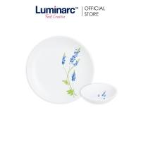 Luminarc Diwali Seine Blue Floral 2pcs Dessert & Sauce Plates Set (19cm + 11cm)  [Model: N3355+N3359]