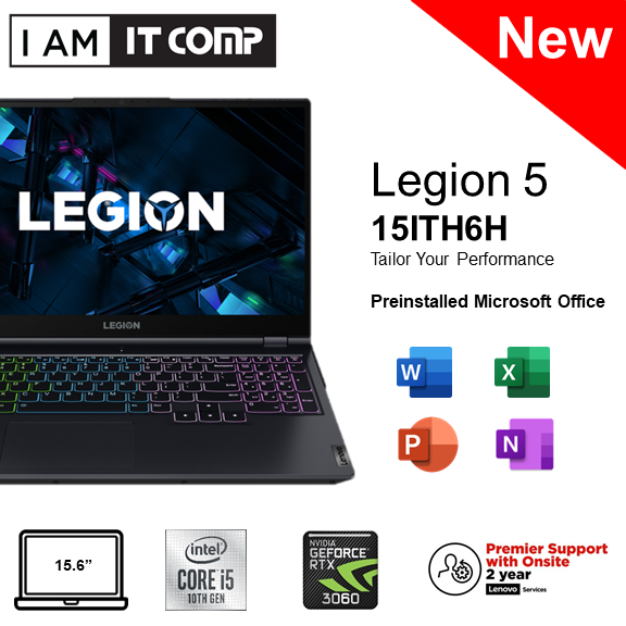 Lenovo Legion 5 15ITH6H 82JH00G1MJ / 82JH00G2MJ 15.6” WQHD 165Hz Gaming Laptop (I7 / I5 -11800H/11400H 8GB/16GB/512GB SSD/RTX3060 4GB / W11)