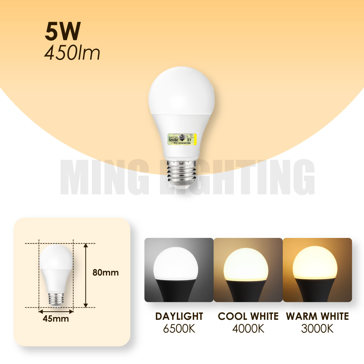 [Sirim] LED E27 Bulb 5W 9W 10W 12W 15W Mentol Lampu Energy Saving Table Lamp Ceiling Down Light Siling Ceiling Lighting