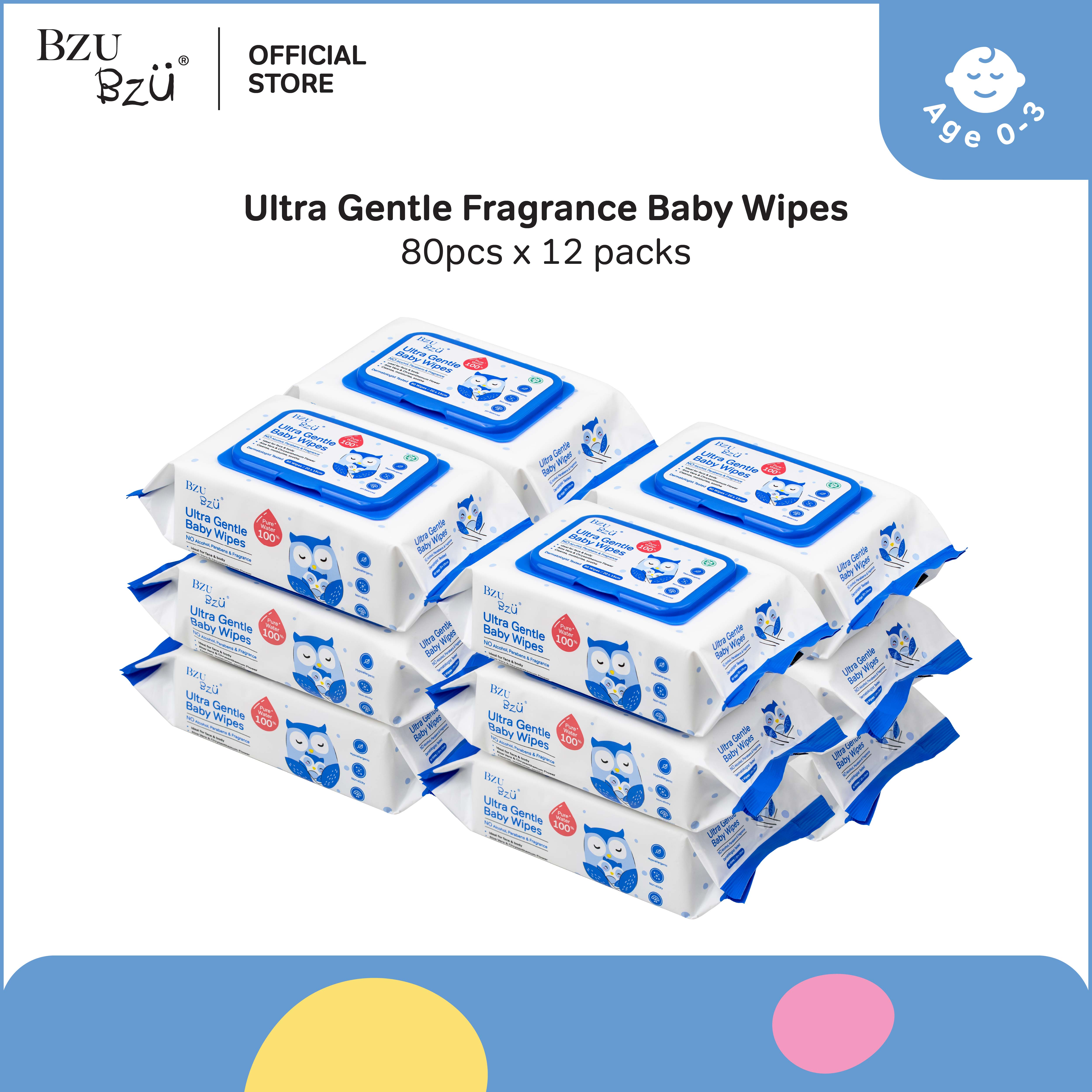 BZU BZU Ultra Gentle Fragrance Free Baby Wet Wipes (80 pcs x 12) [Exp: Year 2028]