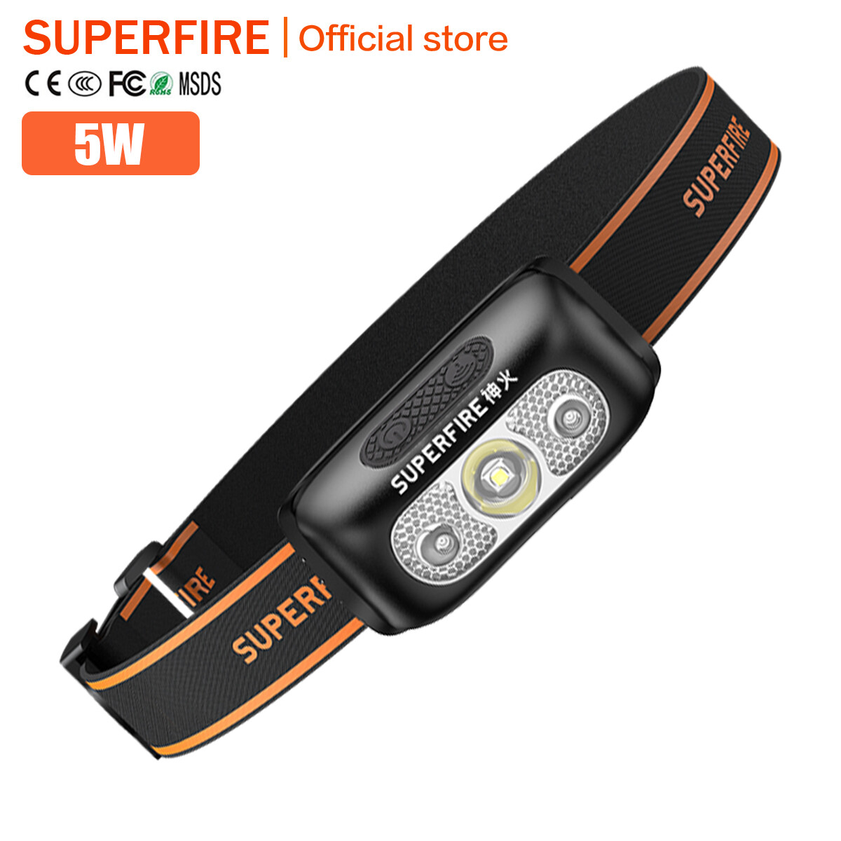 Superfire hl05-d ánh sáng mạnh đèn pha câu cá ban đêm ngoài trời sạc được đèn led siêu sáng đội đầu siêu nhẹ và nhỏ
