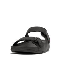 FitFlop GOGH MOC Mens Adjustable Leather Slides - Black (L05-001)