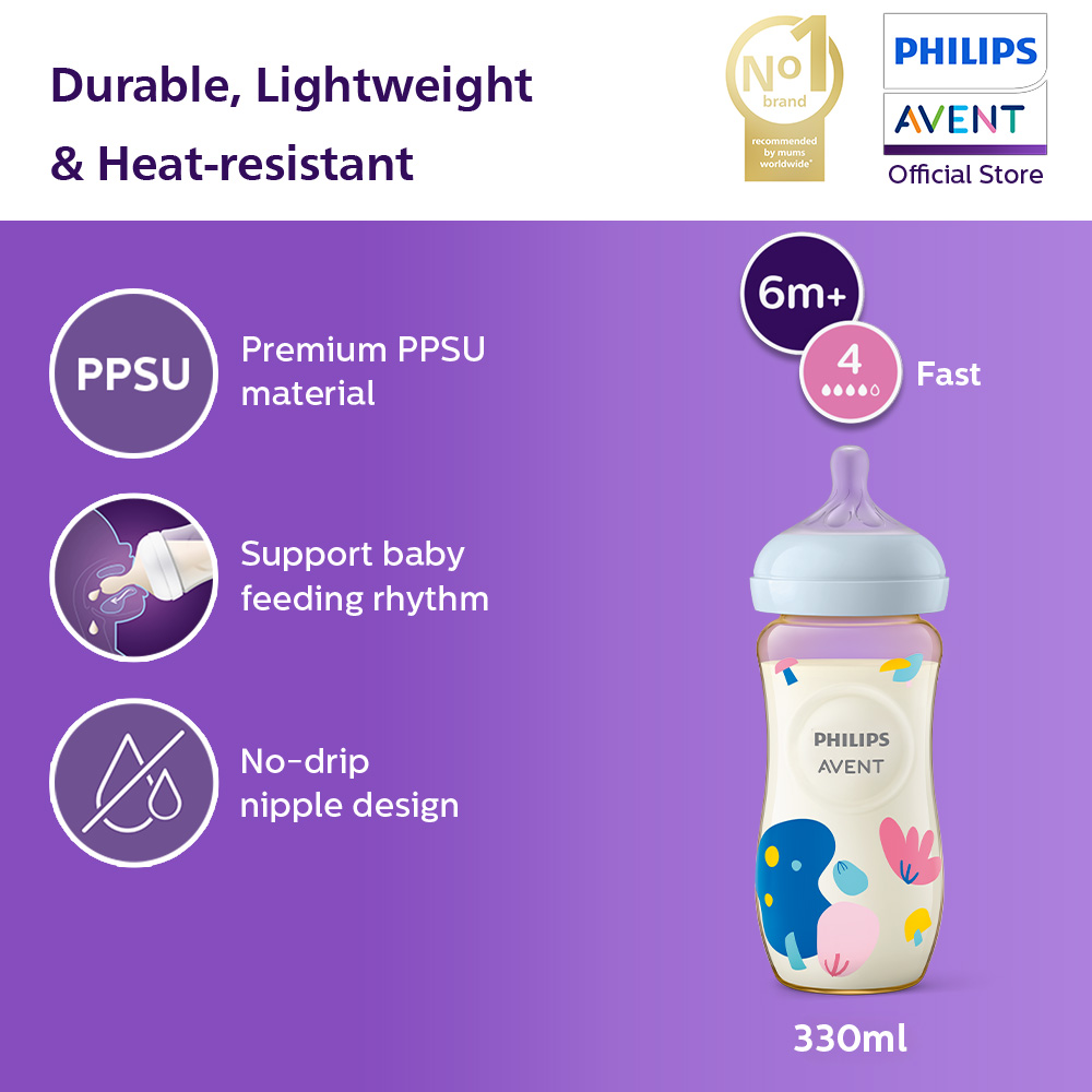 Philips Avent Natural Response PPSU Baby Bottle Fast Flow (11oz/330ml) SCY946/01