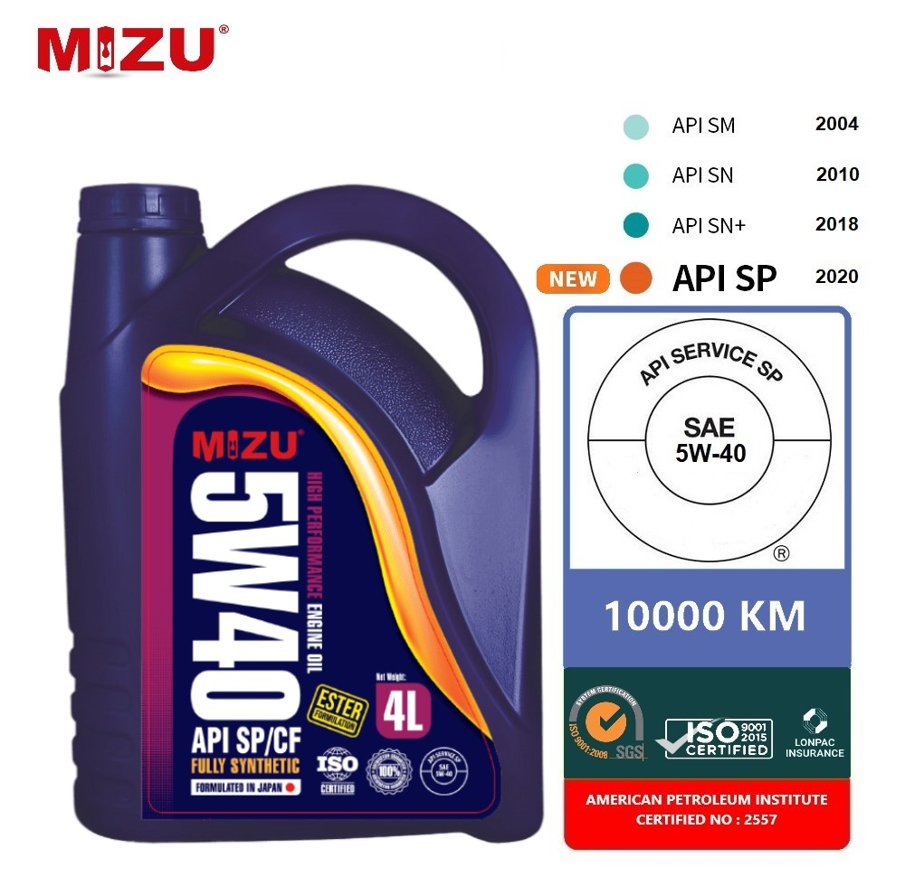 [Highest Grade API SP] MIZU 5W40 [Ester Formulation] Fully-Synthetic Oil 4L  [Free Sticker]( Ship in 24 hours)(Lowest Deal)