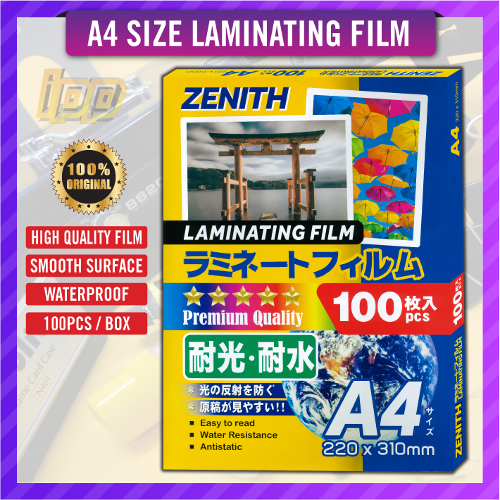 PREMIUM A4 LAMINATING FILM ZENITH / 100pcs PREMIUM QUALITY LAMINATING FILM / Plastik Laminate A4 - READY STOCK