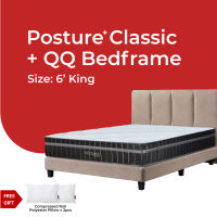 (FULL SET) Posture Classic 10.5inch 7 Turn Posture Spring Mattress + QQ Bed Frame