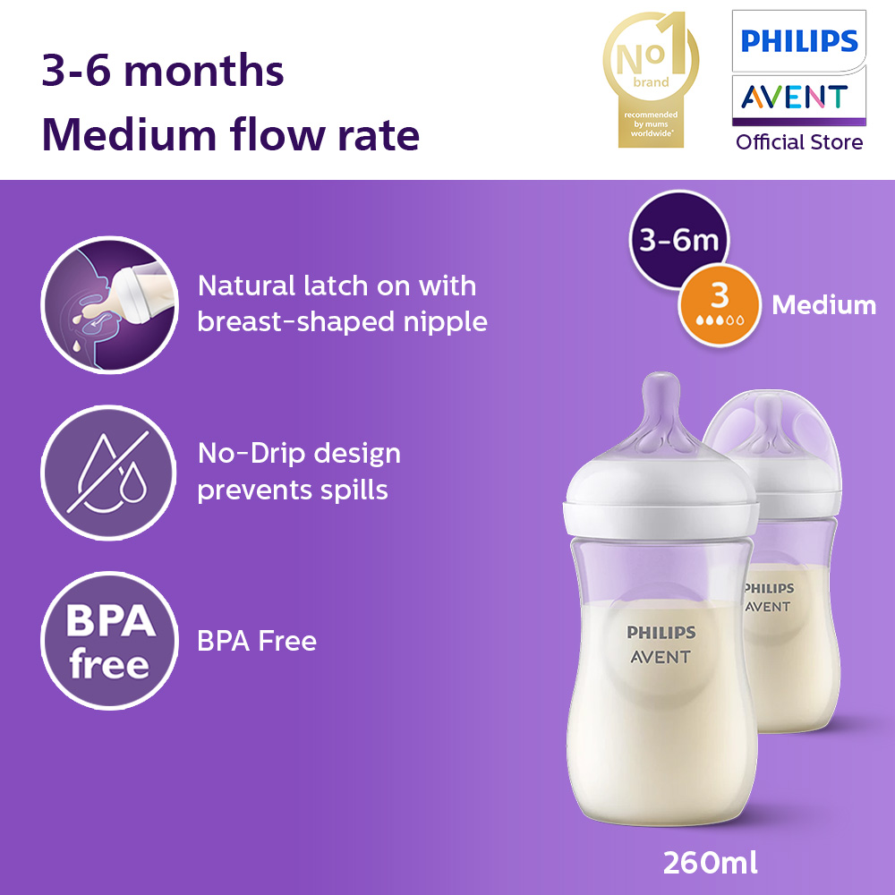 [New] Philips Avent Natural Response Baby Bottle 1m+ (9oz/260ml x 2 bottles) SCY903/02