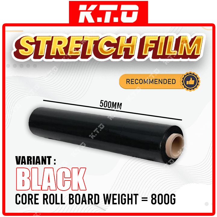 1 Roll Black / Clear Stretch Film Shrink Wrap Plastic Packaging 500MM x 3KG / Plastik Balut / 包装膜