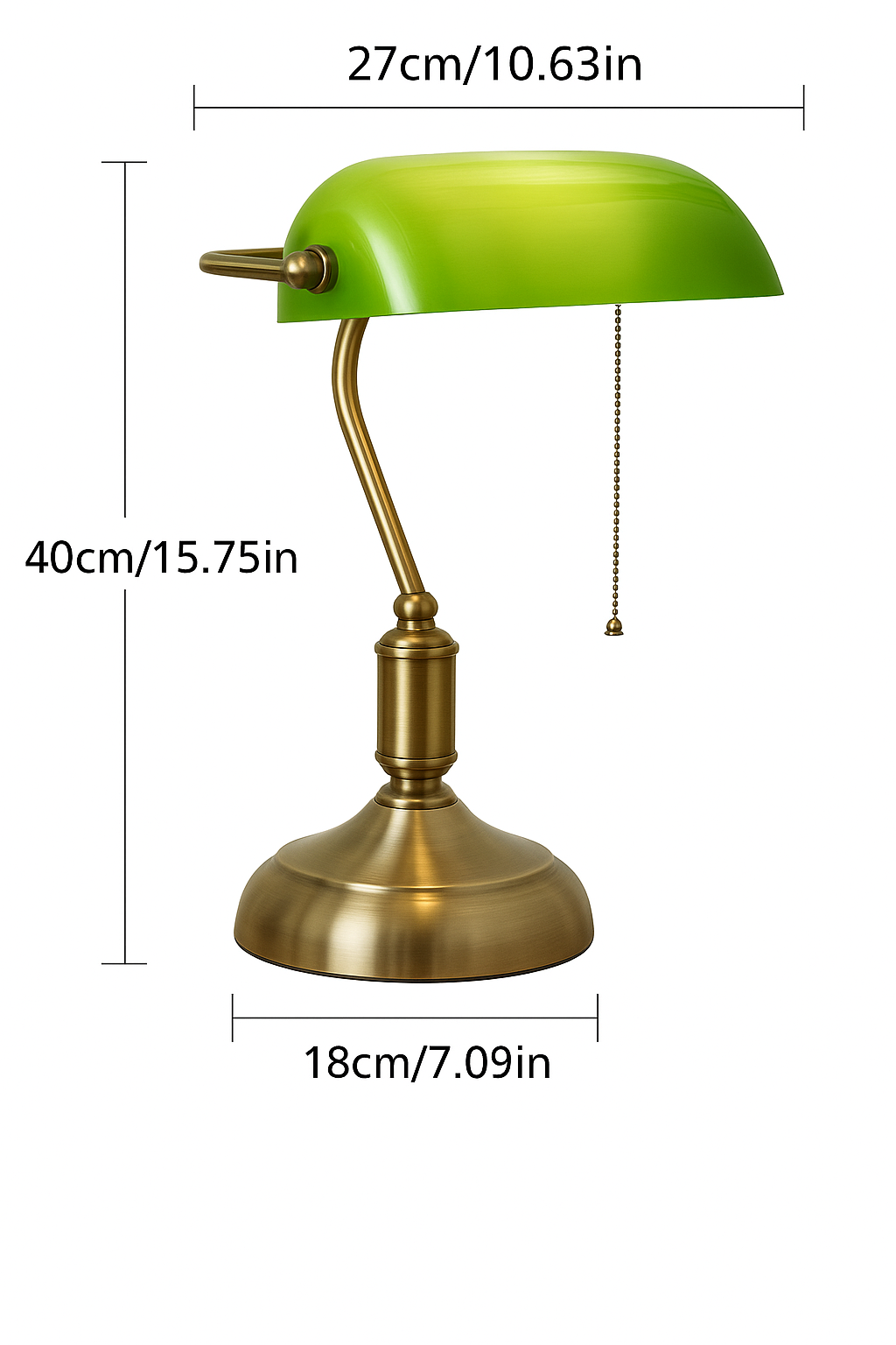 Green Bankers Lamp | Retro Metal Shade Desk Lamp | Vintage Chrome Finish Library Lamp for Office & Study Room