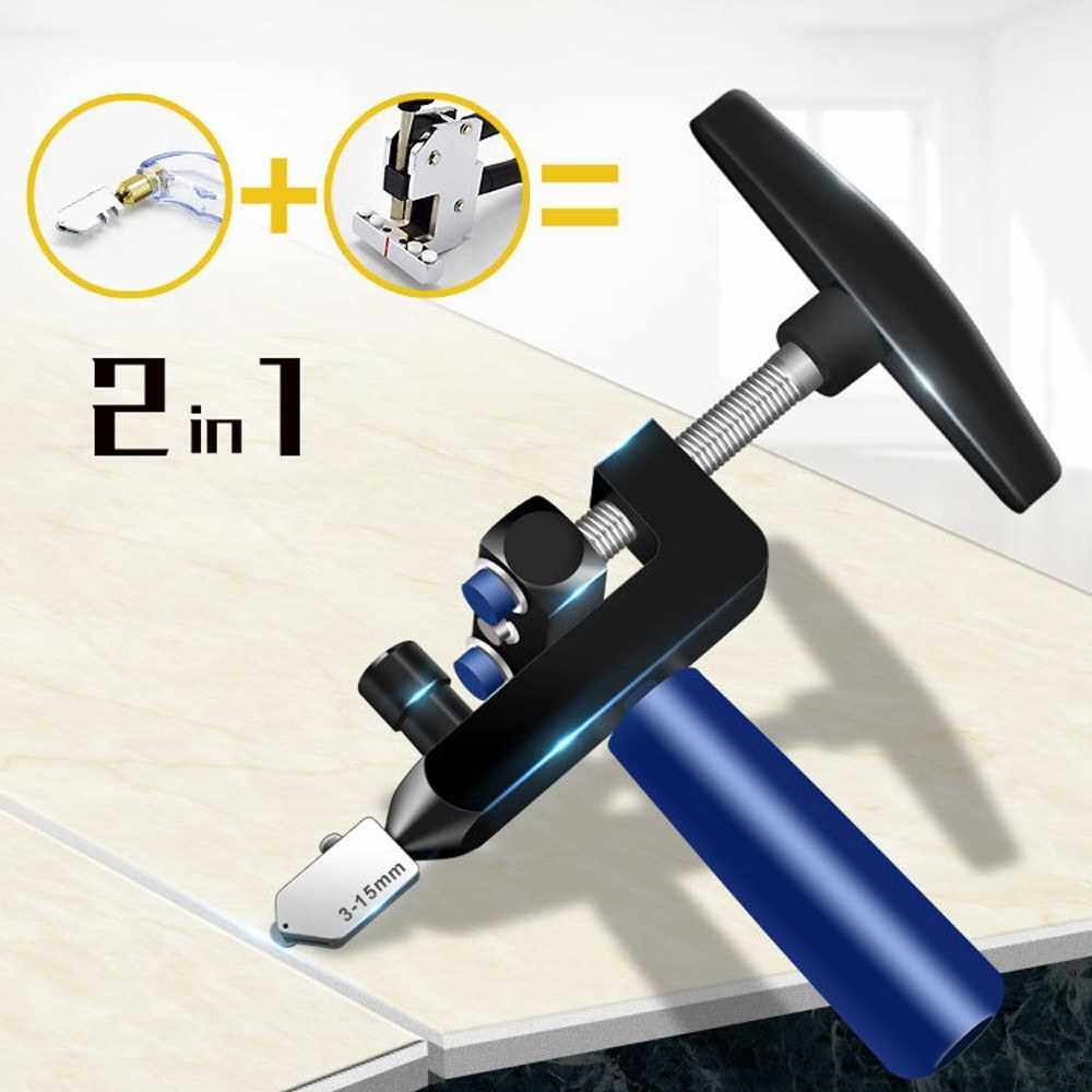 Portable Manual Glass Tile Opener Hand-Held Replacement Cutter Heads Ceramic Tile Glass Cutter Multi-function Glass Cut (Gold)