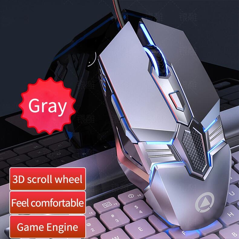 (Ready Stock) YINDIAO G12 Electronic Game Luminous Mouse USB Wired 3200 DPI Optical E-Sports Game Macro Mouse 有线USB发光鼠标