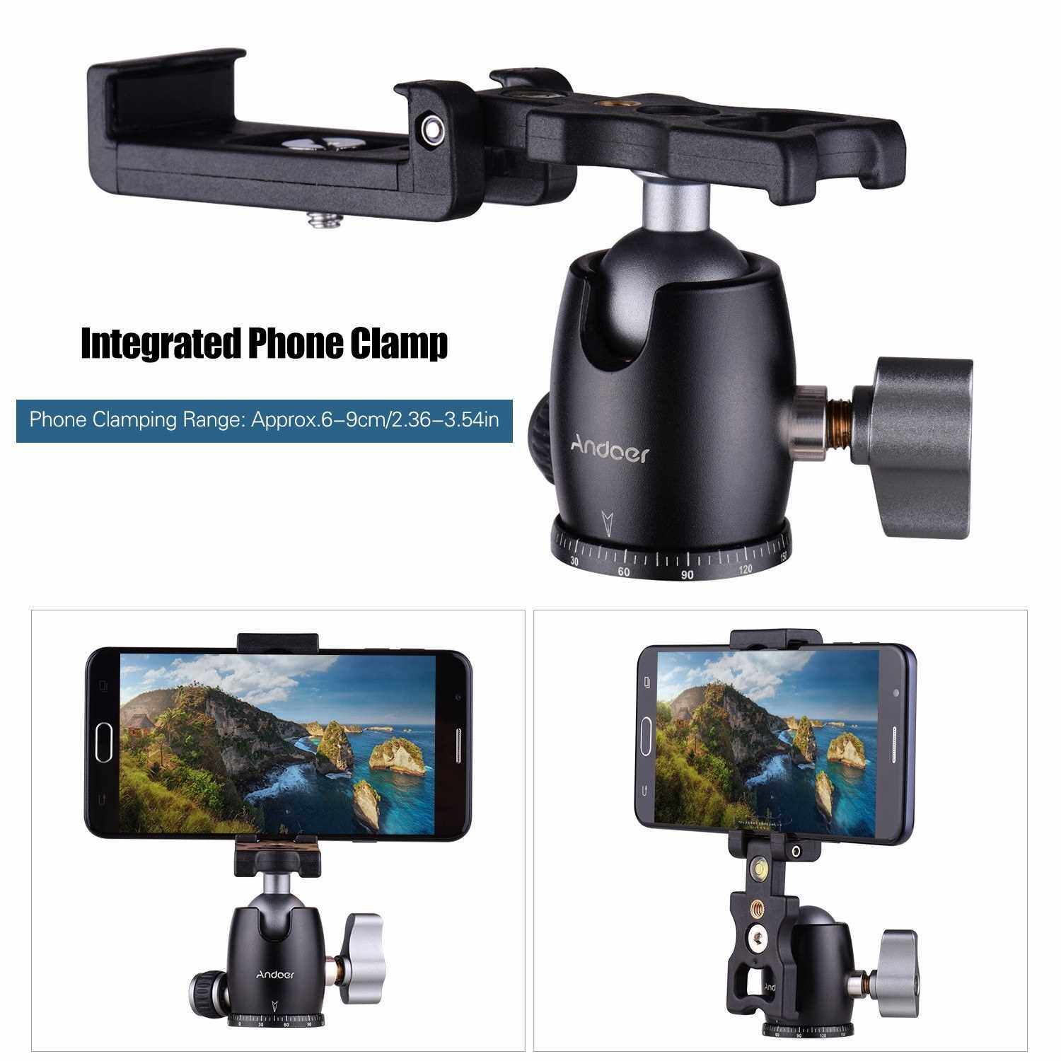 Andoer Tripod Camera Ball Head 360 Swivel Panorama Rotating with