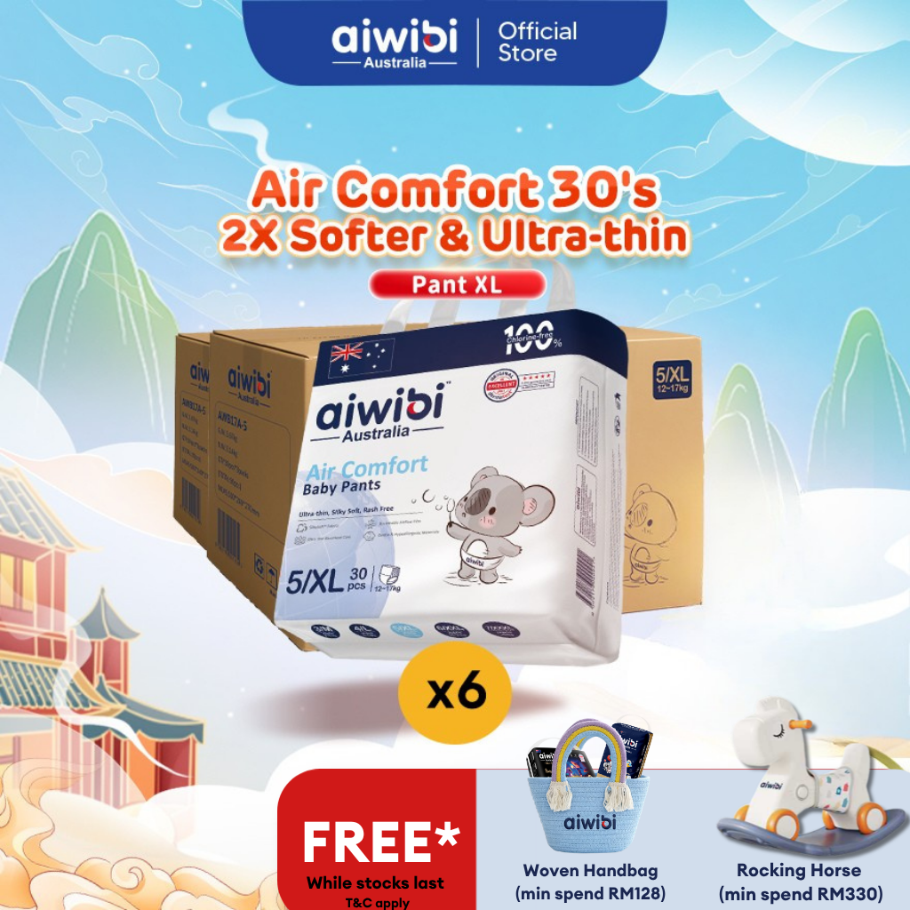 [Bundle of 6] Aiwibi Baby Diapers Air Comfort 30s (Pant XL)