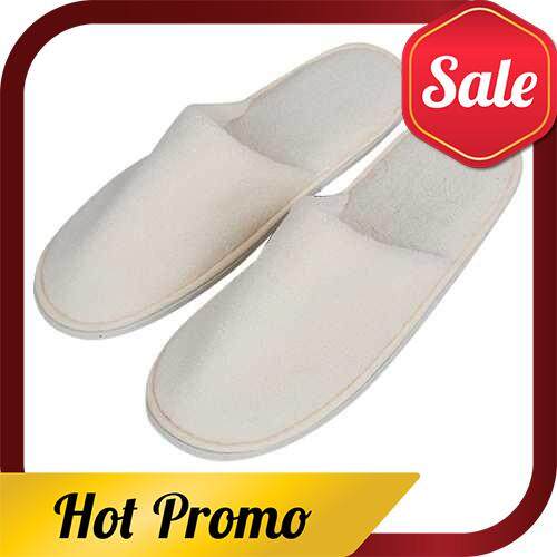 1-pair Free-size Disposable Slippers Hotel Unisex Guest Slippers Closed-toe Style Soft Thickened Coral Fleece Slippers Footwear for Home Homestay Traveling Salon Commercial Use (Khaki)