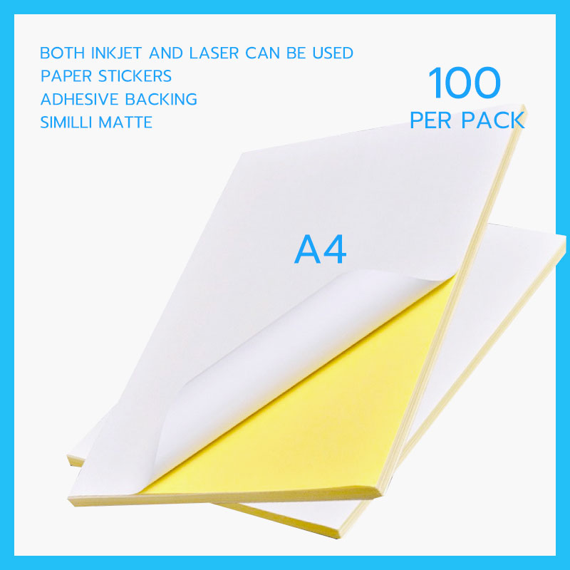 100pcs A4 Sticker Paper Adhesive Paper / Glossy Mirrorkote / Similli Matte / Kertas Pelekat / Kertas Sticker