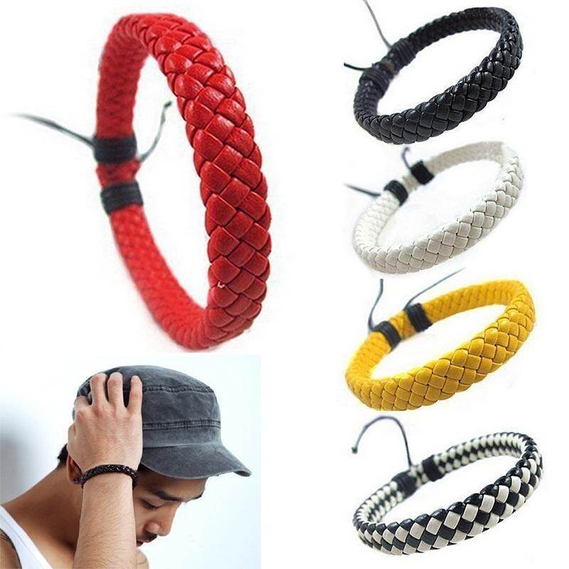 Vòng tay bằng da phi giới tính cho nam vòng tay dây quấn lướt sóng màu đen có thể điều chỉnh