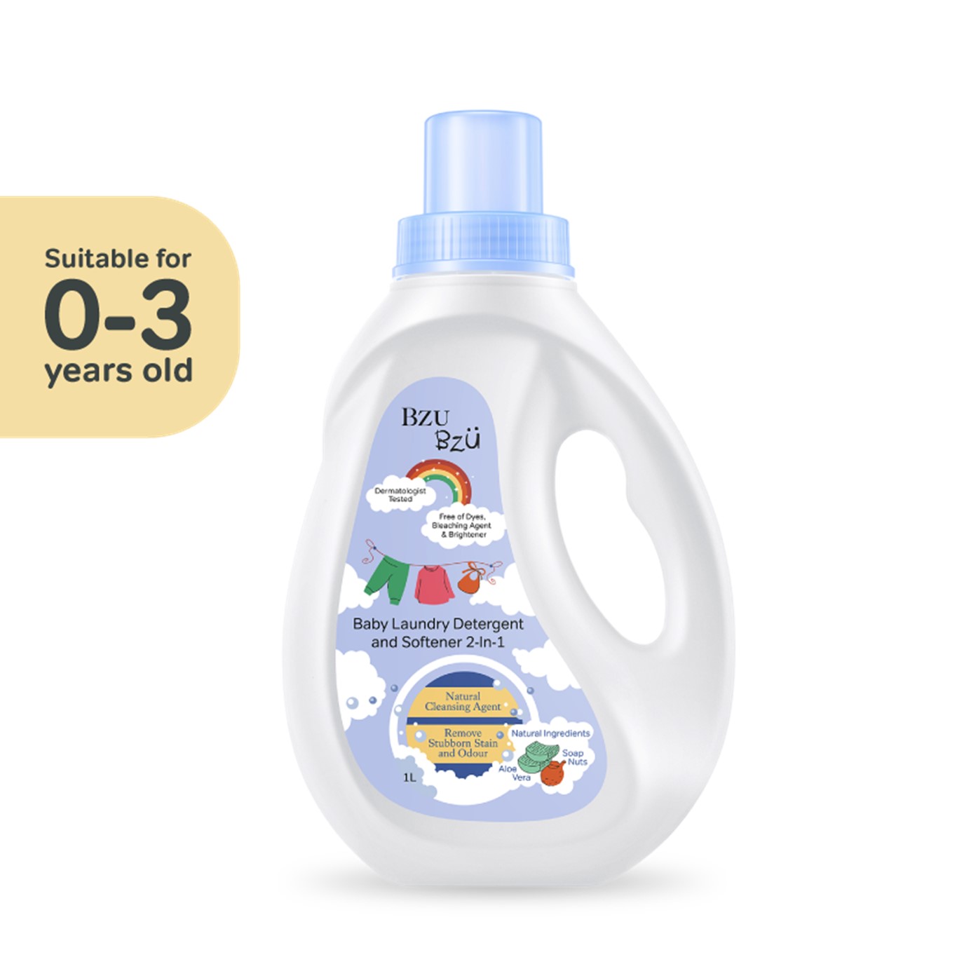 Bzu Bzu Baby Laundry Detergent and Softener 2in1 Bottle 1000ml / Refill 800ml
