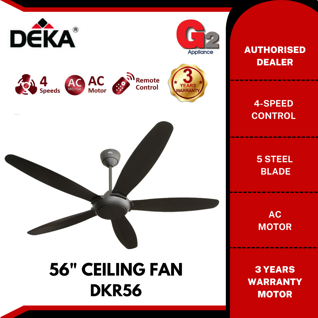 DEKA [READY STOCK] 56” CEILING FAN DKR56 WITH 5 DURABLE STEEL BLADE [TWIN SET/SINGLE SET]-DEKA WARRANTY MALAYSIA