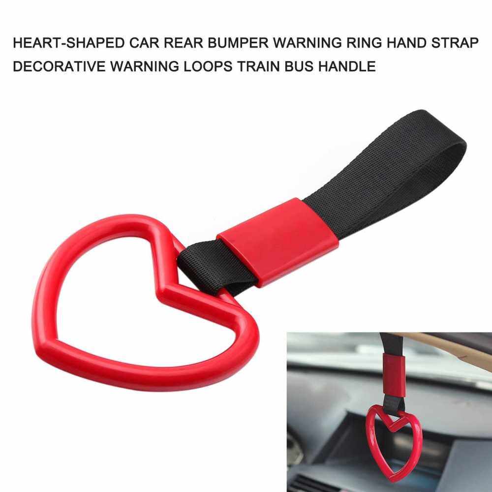 Heart-shaped Car Rear Bumper Warning Ring Hand Strap Decorative Warning Loops Train Bus Handle Hand Strap for Car Interior Exterior Decoration (Standard)