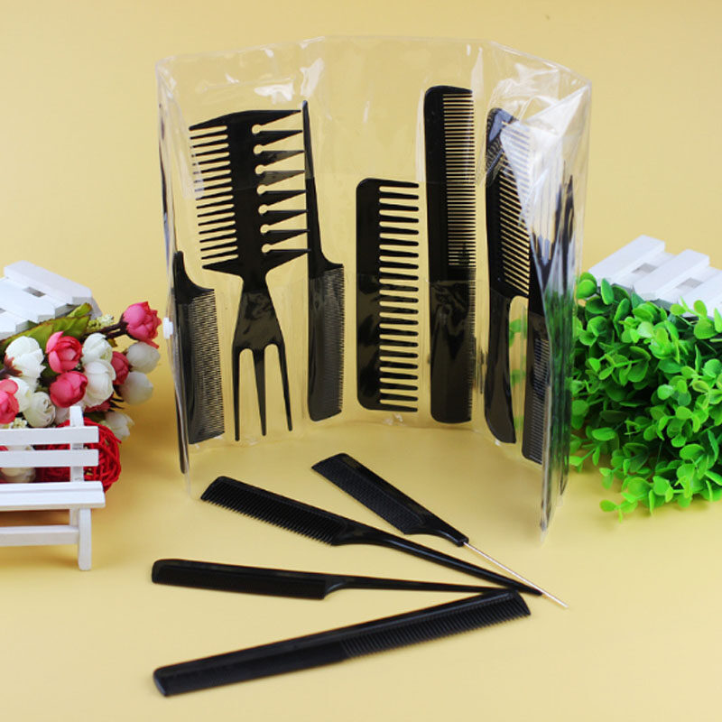 10 buc negru bărbați femei Salon coafură frizerie perie piepteni set plastic perie piepteni_voghion.com