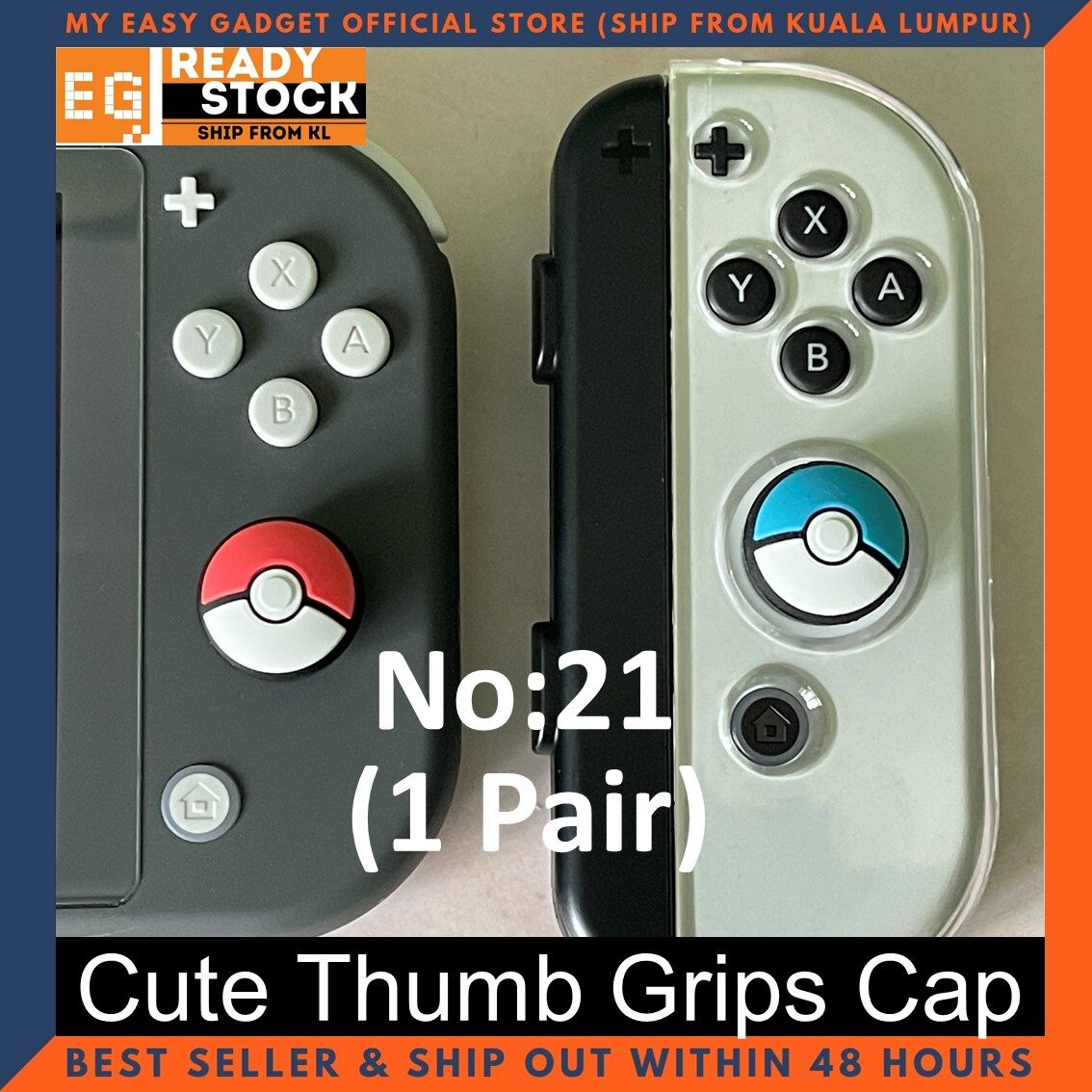 (1 PAIR) Nintendo Switch OLED Switch V2 / Lite Thump Grip Cute Pokemon Smash Bros Animal Crossing Joy Con Analog Cap