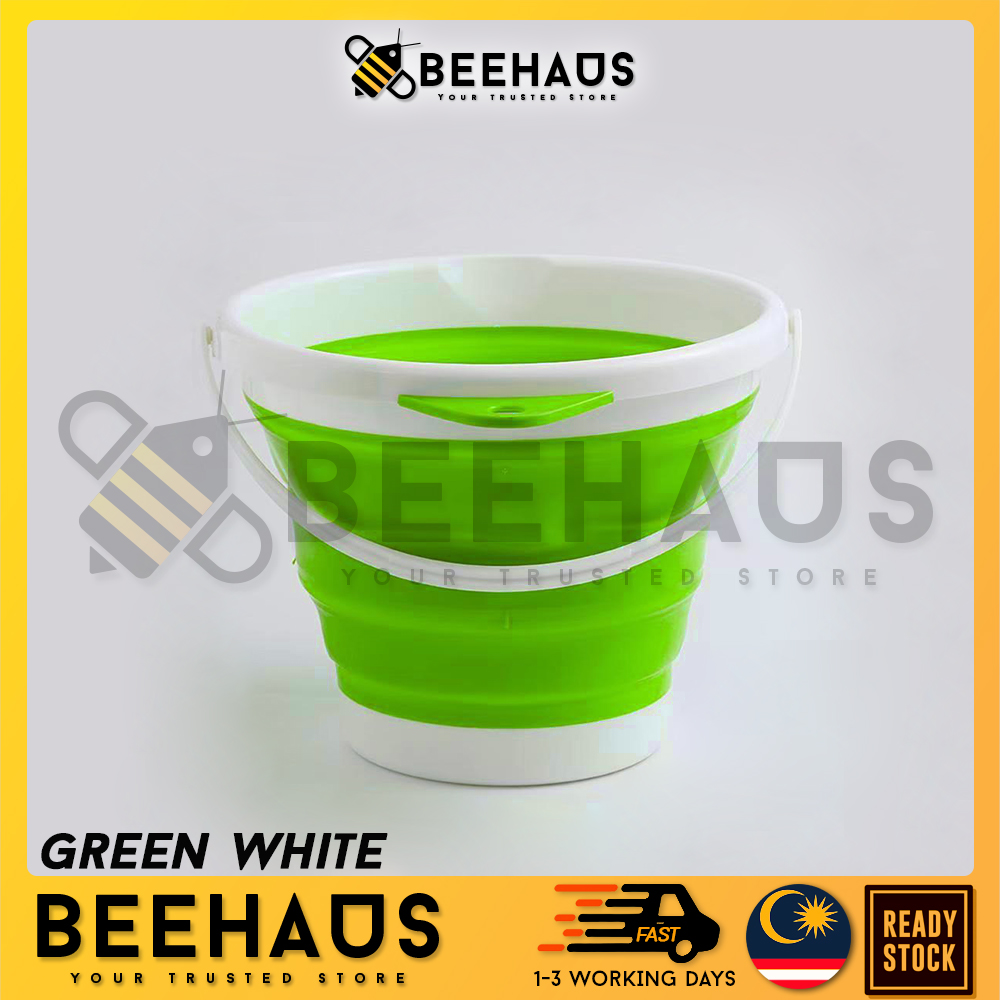 BEEHAUS Foldable Bucket | Collapsible Bucket | Portable Collapsible Folding Pail Car Washing Outdoor Travel Fishing | Baldi Lipat