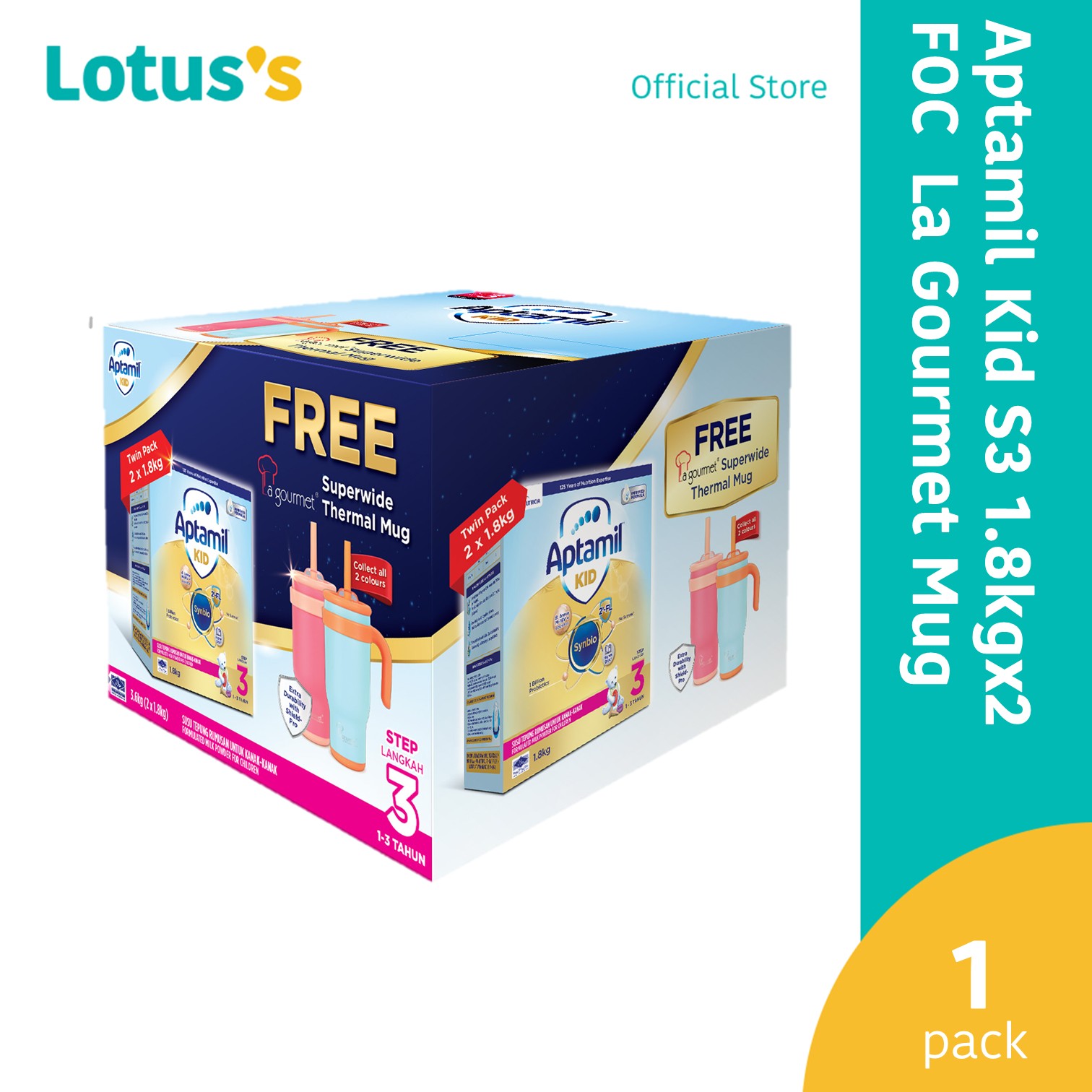 Aptamil Kid S3 1.8kg x 2 FOC La Gourmet Mug