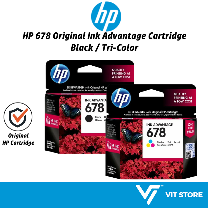 [Original] HP 678 Black Tricolor Ink Cartridges HP Deskjet Ink
