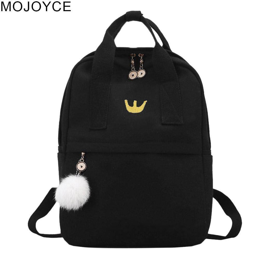 MOJOYCE Canvas Casual Preppy Women Girls Backpacks Schoolbags Teen Vintage Shoulder Students Zipper Bookbags