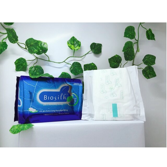 Biosilk Herbal Maxi Extra Long Over Nightuse Twin Pack Sanitary Napkins / Pads 33cm x 6's x 2