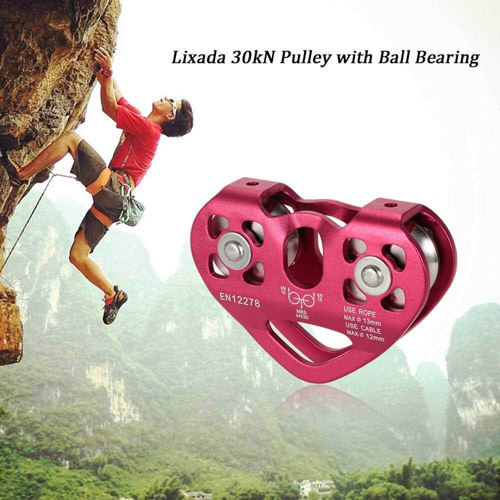 Lixada 30kN Zipline Cable Trolley Pulley with Ball Bearing Rock ...