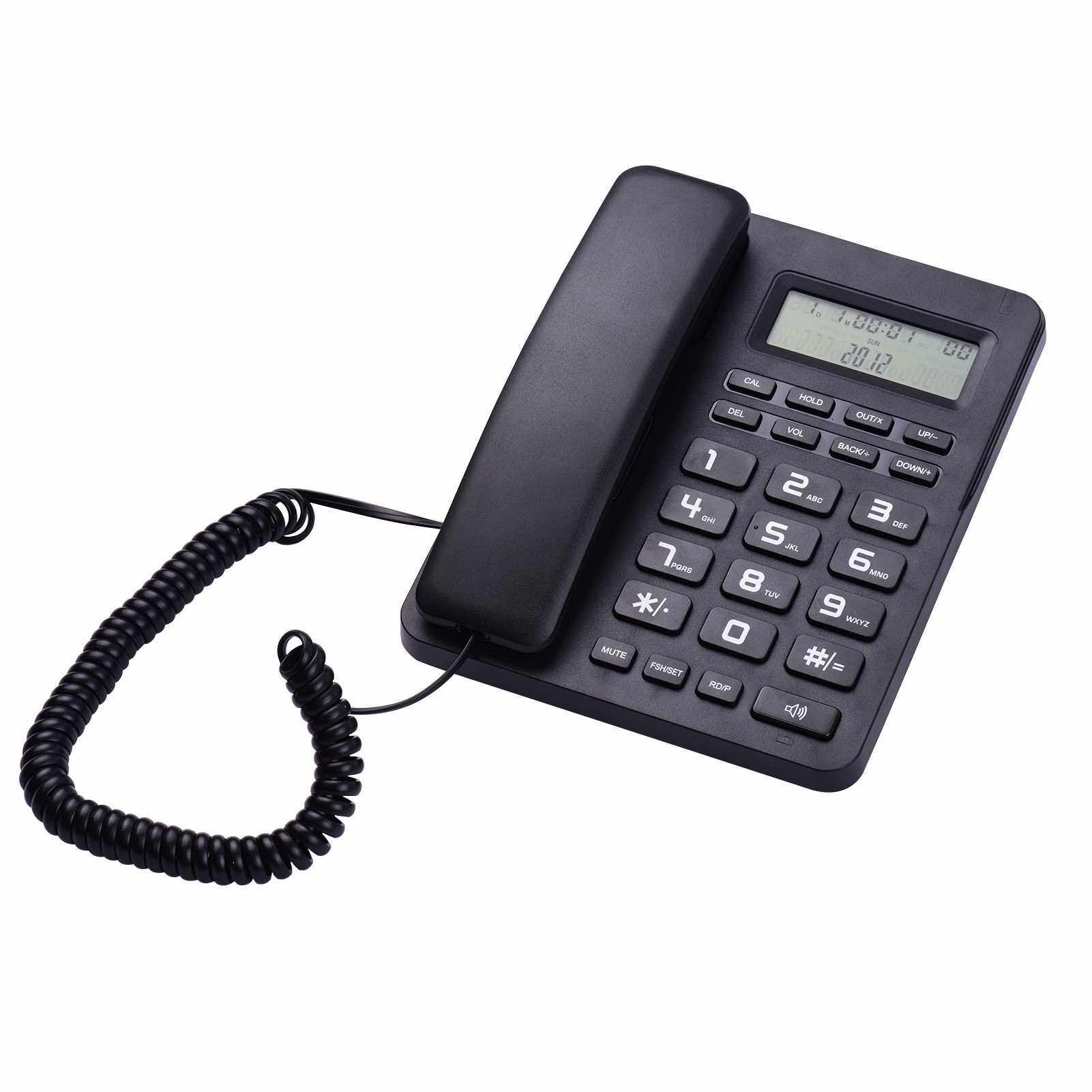Black Corded Telephone Wired Desk Landline Phone with LCD Display Caller ID/Call Waiting Speakerphone Calculator Function Ringer Melodies Volume Adjustment for Hotel Office Business Home (Standard)
