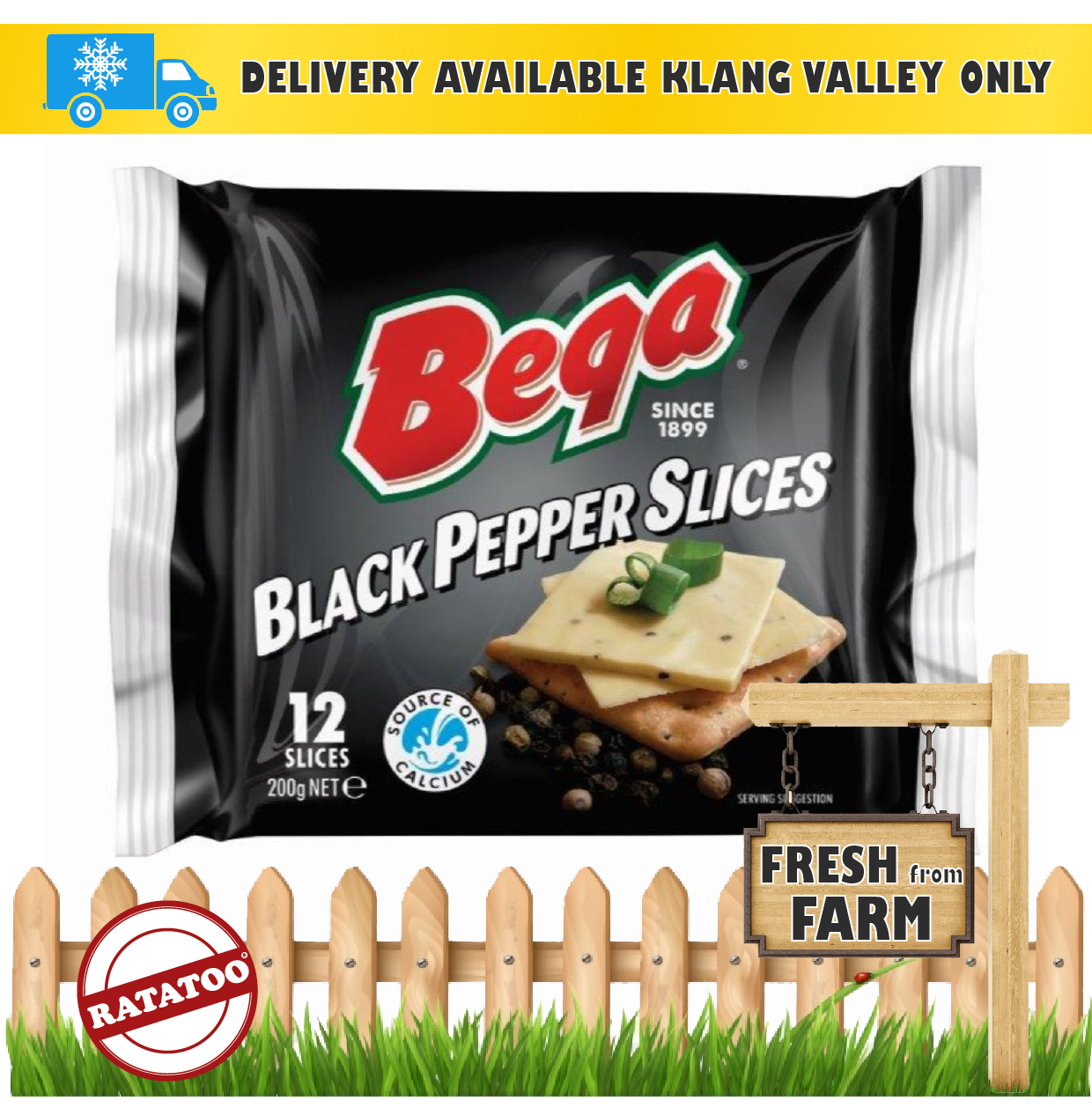 CHEESE Bega Black Pepper Cheese Slices (12s) RATATOO MARKET