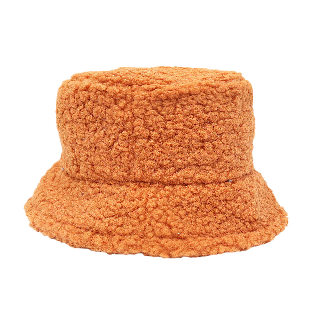 【♡Lovely girls house♡】Korean Style Unisex Bucket Hat Graffiti Solid Fishing Fisherman Hat Autumn Winter Lamb Wool Outdoor Warm Panama Cap for Women 2021 - 5