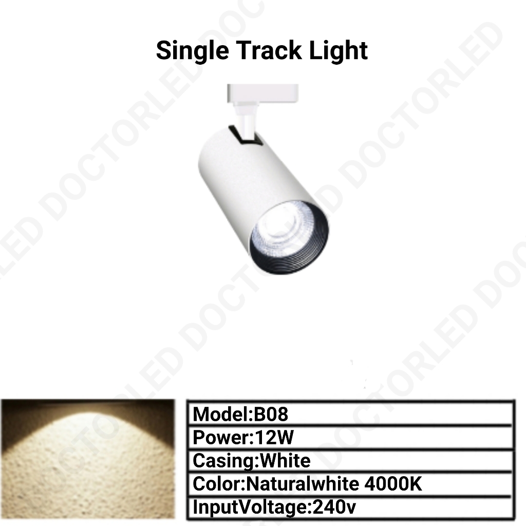 12W Track Light Single LED Size: Small Ceiling Light Lampu Trek Siling Led Spotlight Track Rail Rel Trek Lighting and Deco Home and Living suitable for Home And Shop Use