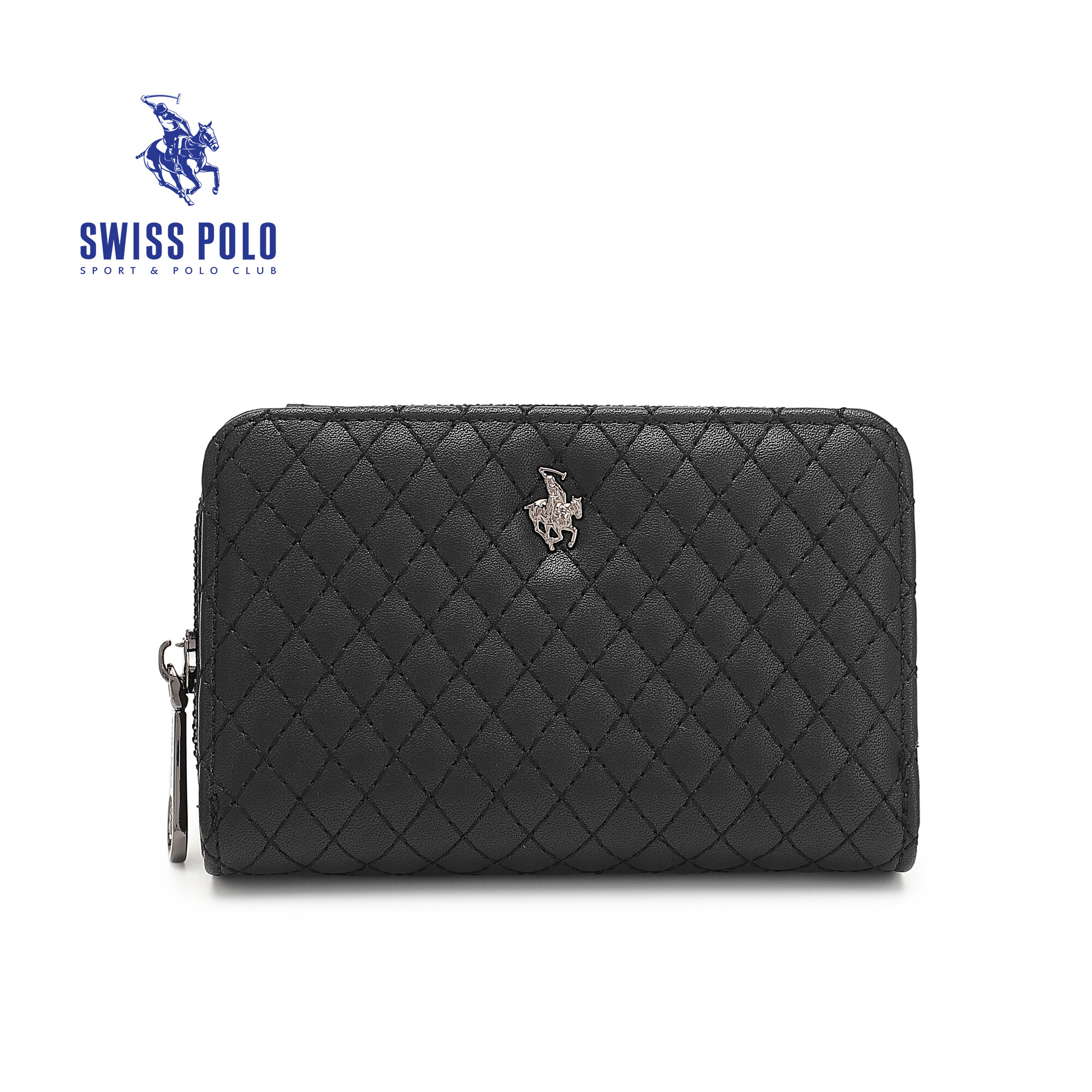 SWISS POLO Ladies Quilted Short Purse SLP 56-1 BLACK