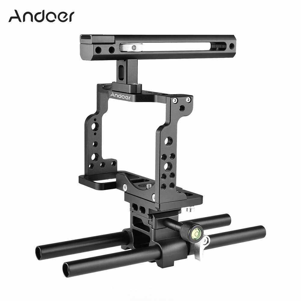 Andoer C15 Camera Cage + Top Handle + 15mm Rod Baseplate Kit Aluminum Alloy with Cold Shoe Mount Compatible with Nikon Z6/Z7 DSLR Camera (Standard)