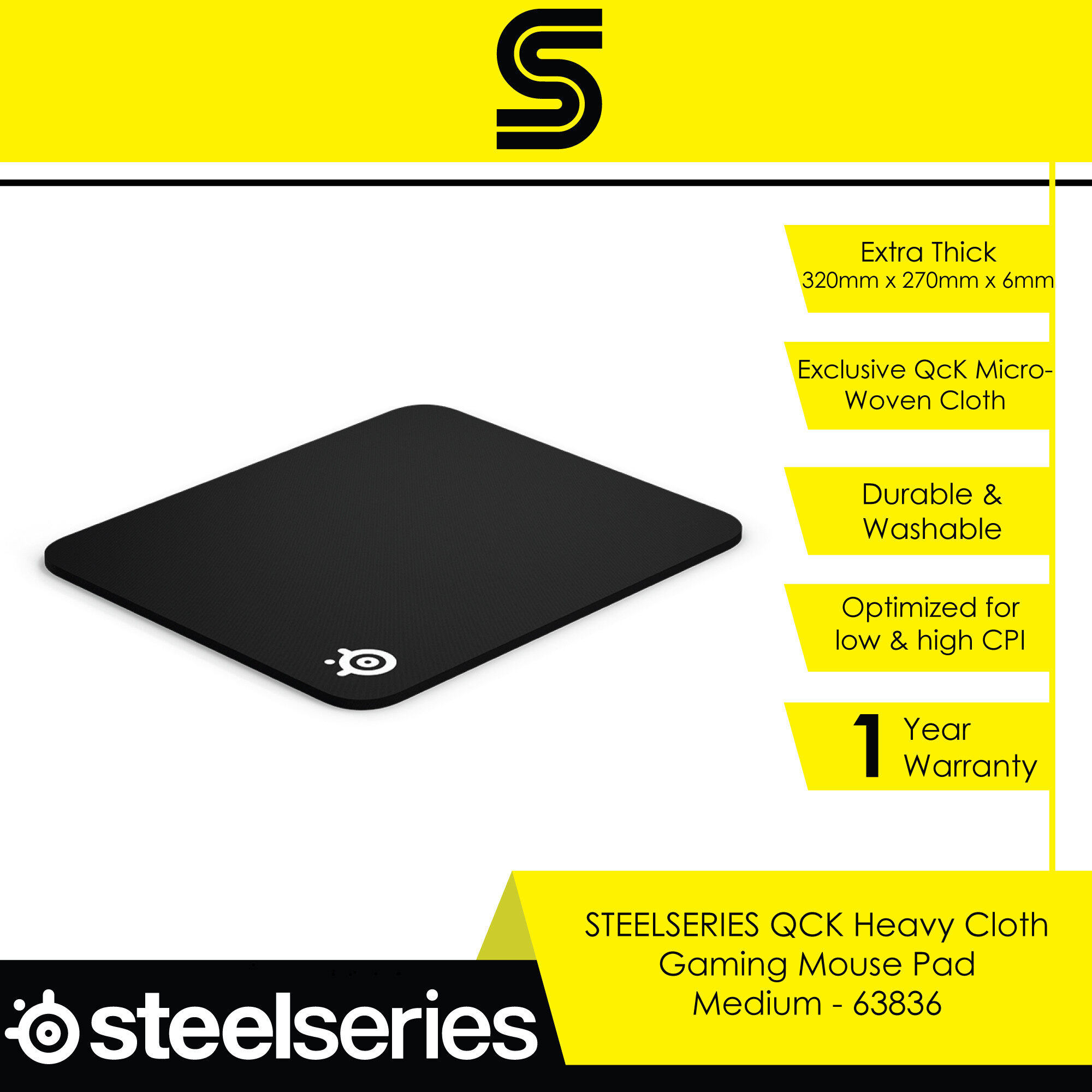 Steelseries QCK HEAVY Cloth Gaming Mouse Pad 2020 Edition - Medium - 63836