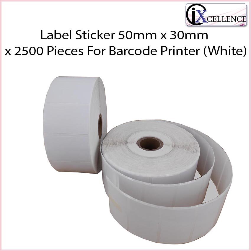 [IX] Label Sticker 50mm x 30mm x 2500 Pieces For Barcode Printer (White)