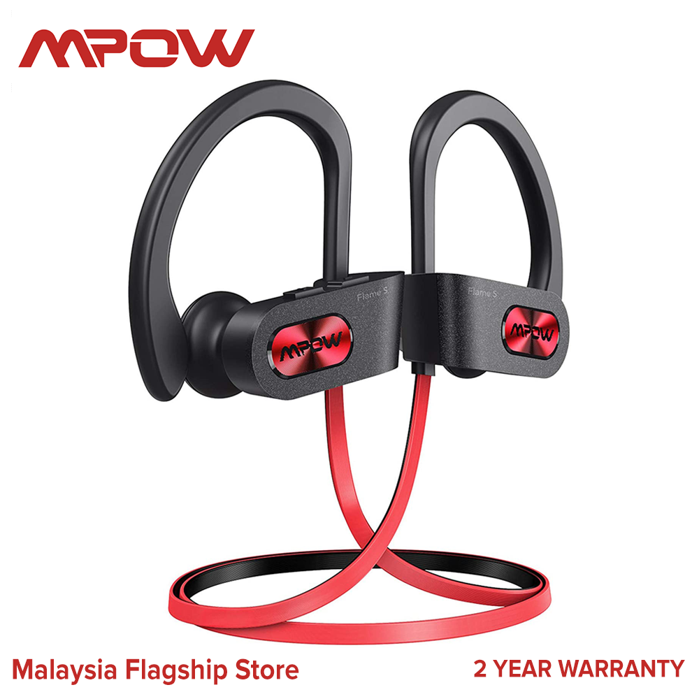 Mpow Flame S Bluetooth Headphones earphones QCC3034 AptX AptX-HD BT5.0,12H/IPX7 Waterproof/CVC 8.0 Noise Cancelling Mic ,W/Carrying Case, for iPhone/Android/Windows, Red
