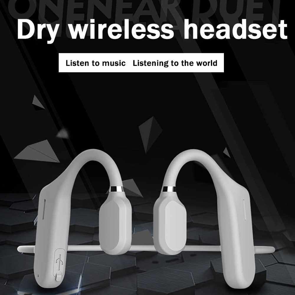 Bluetooth 5.0 Wireless Headphones Sports Headset Waterproof Running Earphone Cycling Open Ear Ear-hook (Black)