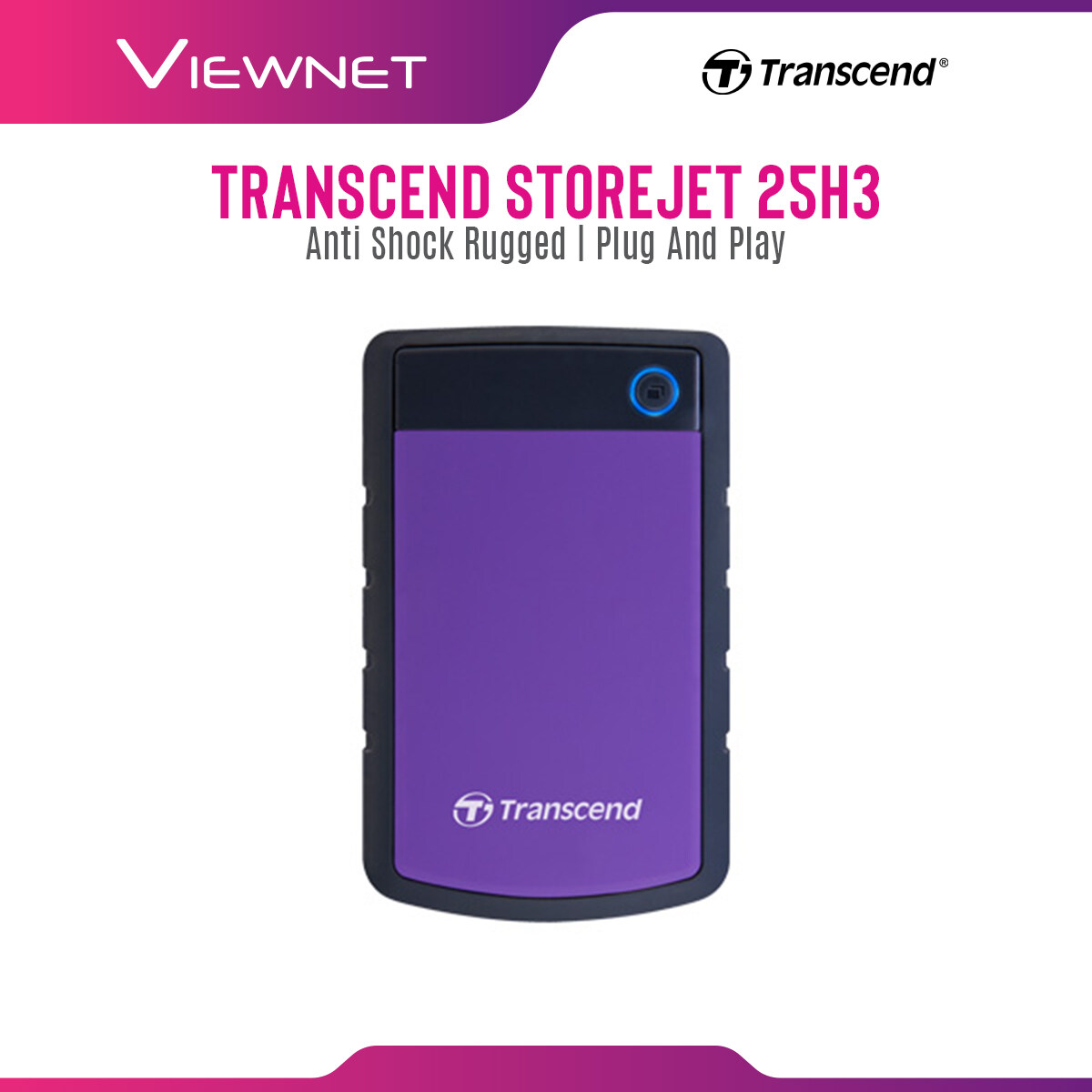 Transcend StoreJet 25H3 1TB / 2TB / 4TB Rugged Shockproof USB3.1 Portable External Hard Drive