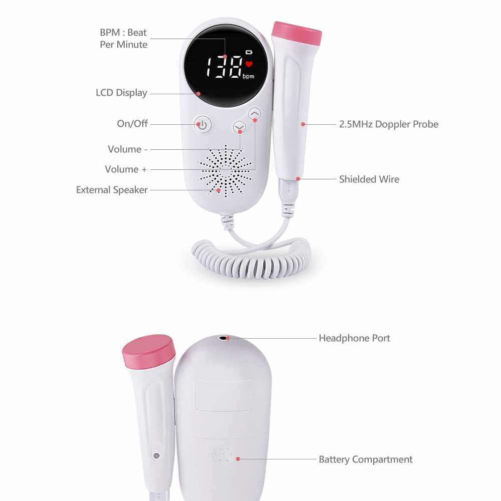BEST SELLER Household Fetal Doppler Baby Prenatal Heart Monitor LCD Display Fetus-voice Meter Pregnant Woman Daily Care Product (Standard)