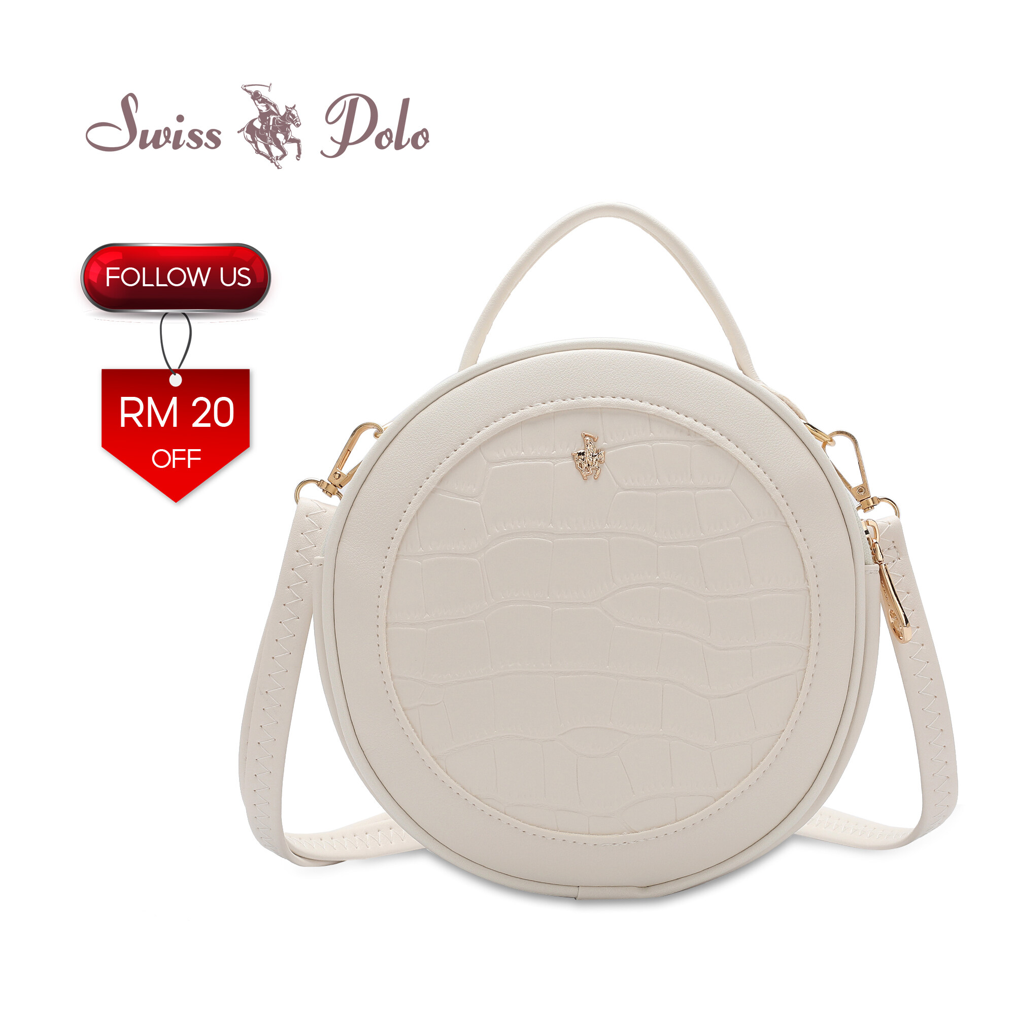 SWISS POLO Ladies Top Handle Sling Bag HFF 985-2 WHITE