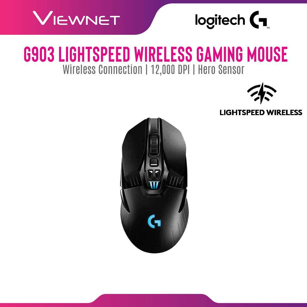 Logitech G903 Lightspeed Wireless Gaming Mouse Hero Sensor 16K DPI, Lightweight, RGB Lighting, 11 Programmable Buttons, Logitech G-Hub Support (910-005674)