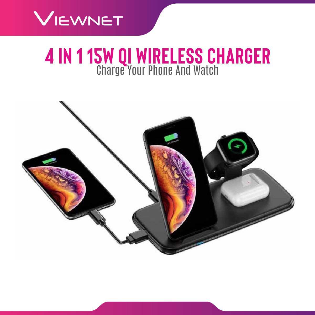 4 in 1 15W Qi Wireless Charger For  iPhone 12 11 Max XS XR 8 Plus Airpods Pro iWatch Apple Watch 6 5 4 SE Charging Dock