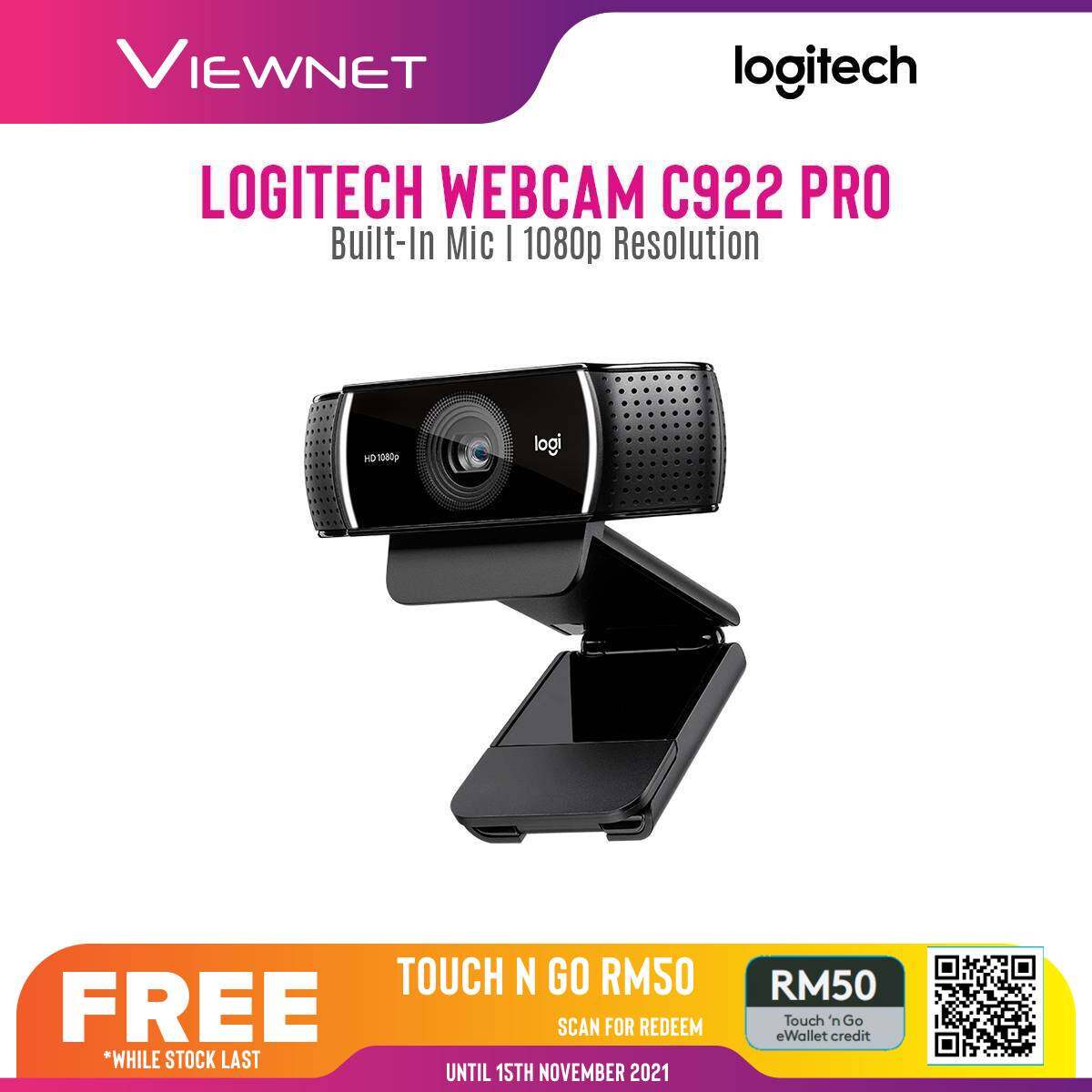 Logitech C922 Pro Stream Webcam (960-001090) with 1080p Full HD, Built-In Mic, Autofocus, Plug and Play