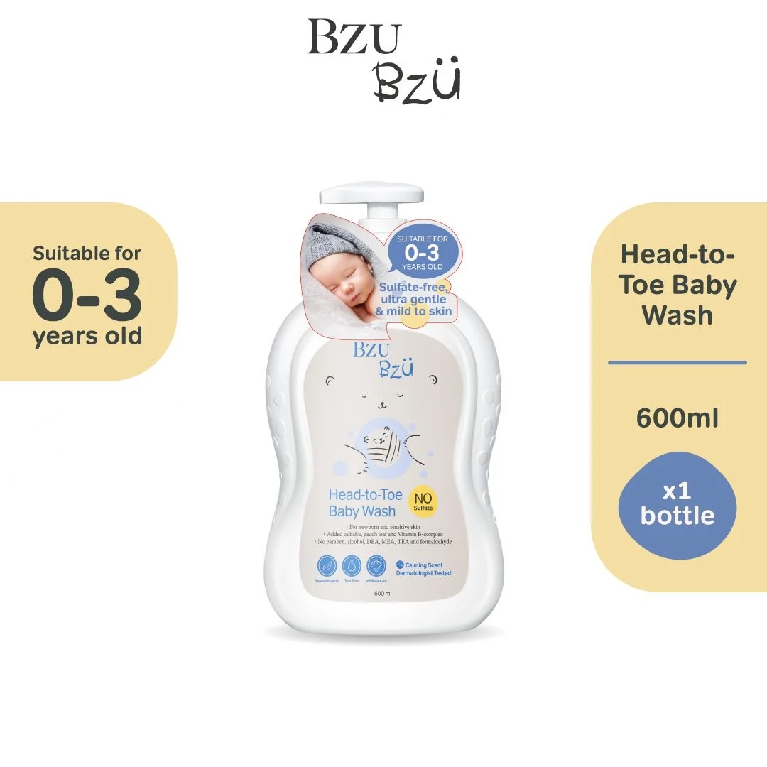 BZU BZU Head to Toe Baby Wash and Shampoo Oat&Milk Head to Toe Baby WashCottonseed&Vanila Botanical Bergamot & Cedarwood Aloe Vera&Chamomile 600ml 200ml