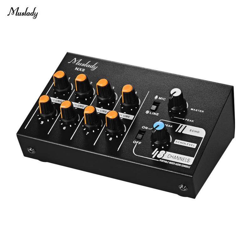 Muslady Máy Trộn Âm Thanh Nổi 8 Kênh Độ Ồn Thấp Siêu Nhỏ Gọn NX8